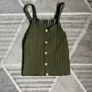 SHEIN Olive Ribbed Knit Tank Top